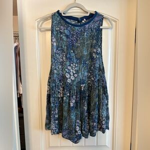 Urban Outfitters Floral Blue Mini Romper